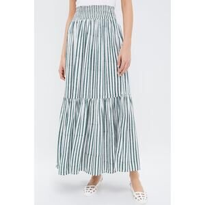 LOVE TOMAS BY EMERSON FRY Moss Stripe Shirred Skirt Size M/L NWT
